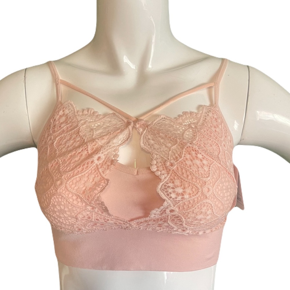 Auden Size Medium Pink Lace Overlay Bralette NWT